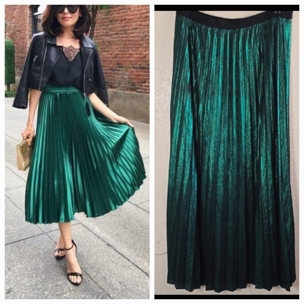 Heidi Houston Emerald Green Pleated Skirt